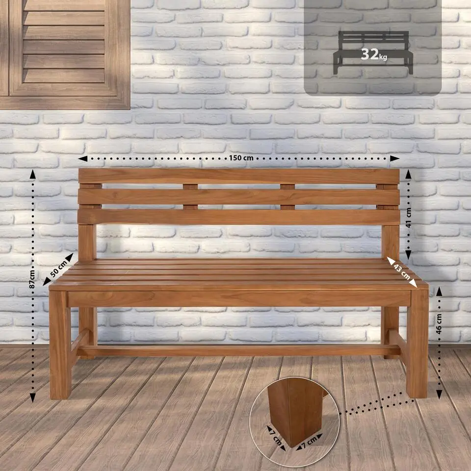 CLP Teakbank Augusta 150 cm
