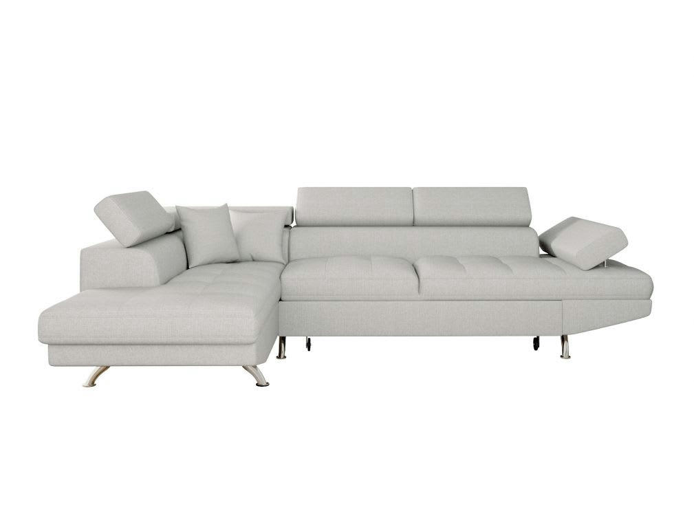 RIO - Canapé angle gauche convertible avec coffre en tissu - Gris perle