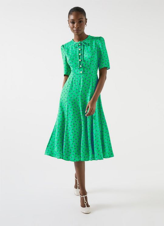 Montana Green Fit And Flare Midi Dress