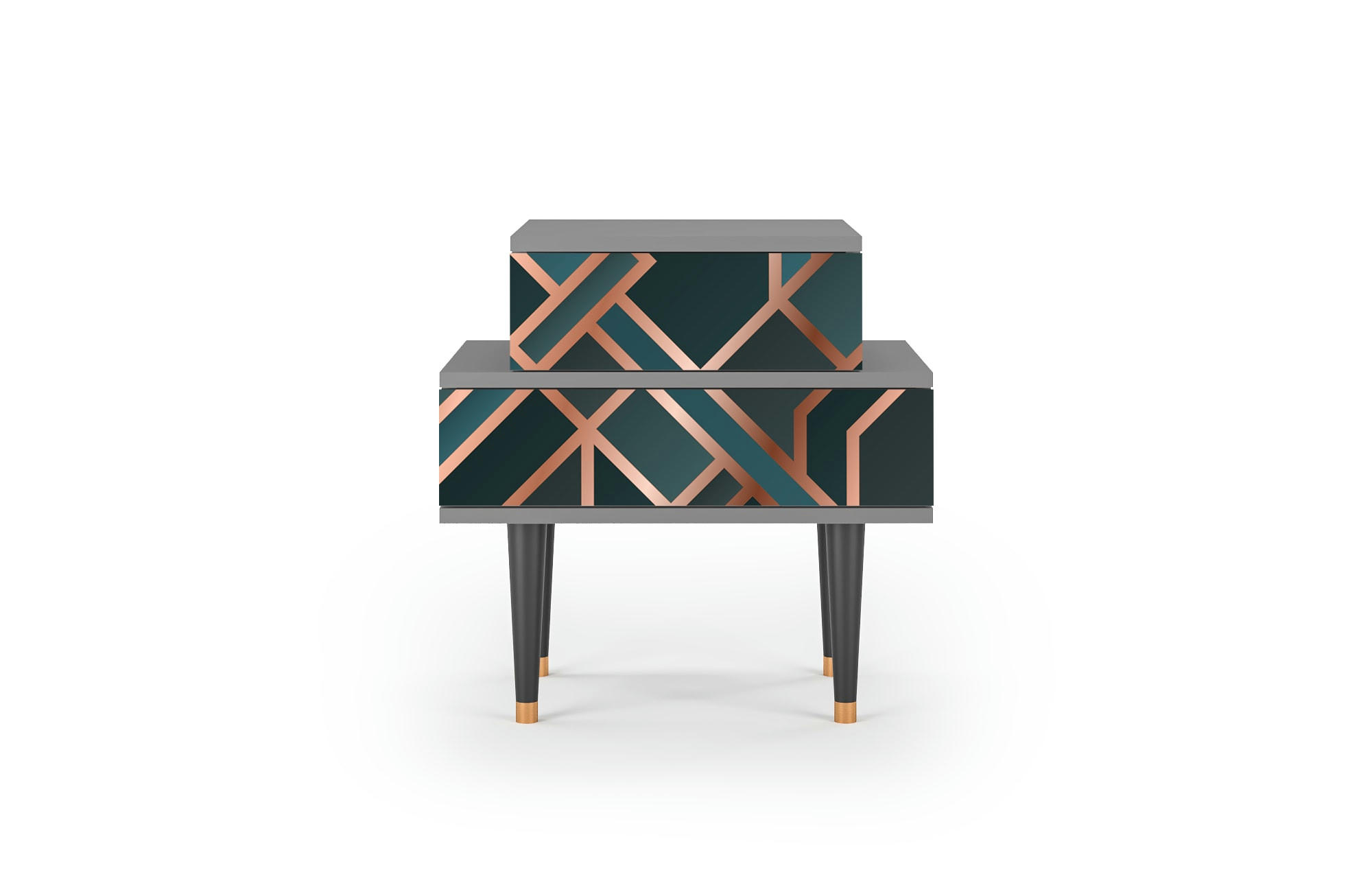 BRONZE CROSSROAD - Table de chevet bleu-vert 2 tiroirs L 58 cm