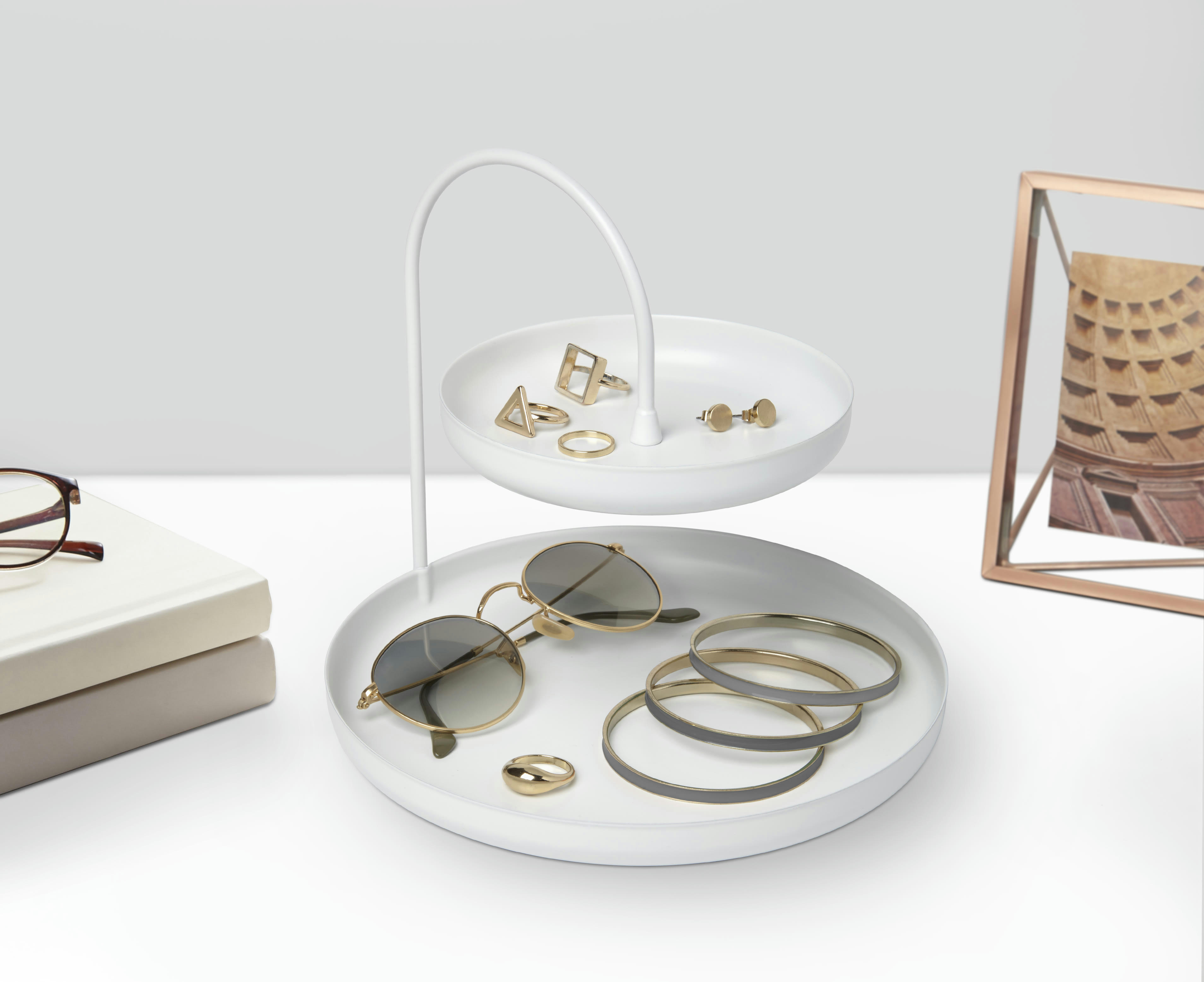 POISE - Porte-bijoux à deux niveaux, blanc