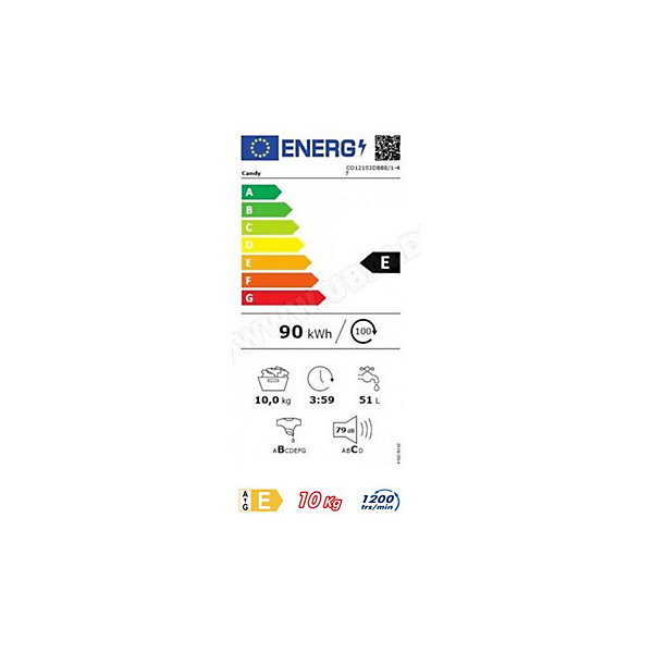 Lave-linge frontal 10kg 1200 tours/min noir Candy CO12103DBBE/1-47 smartpro