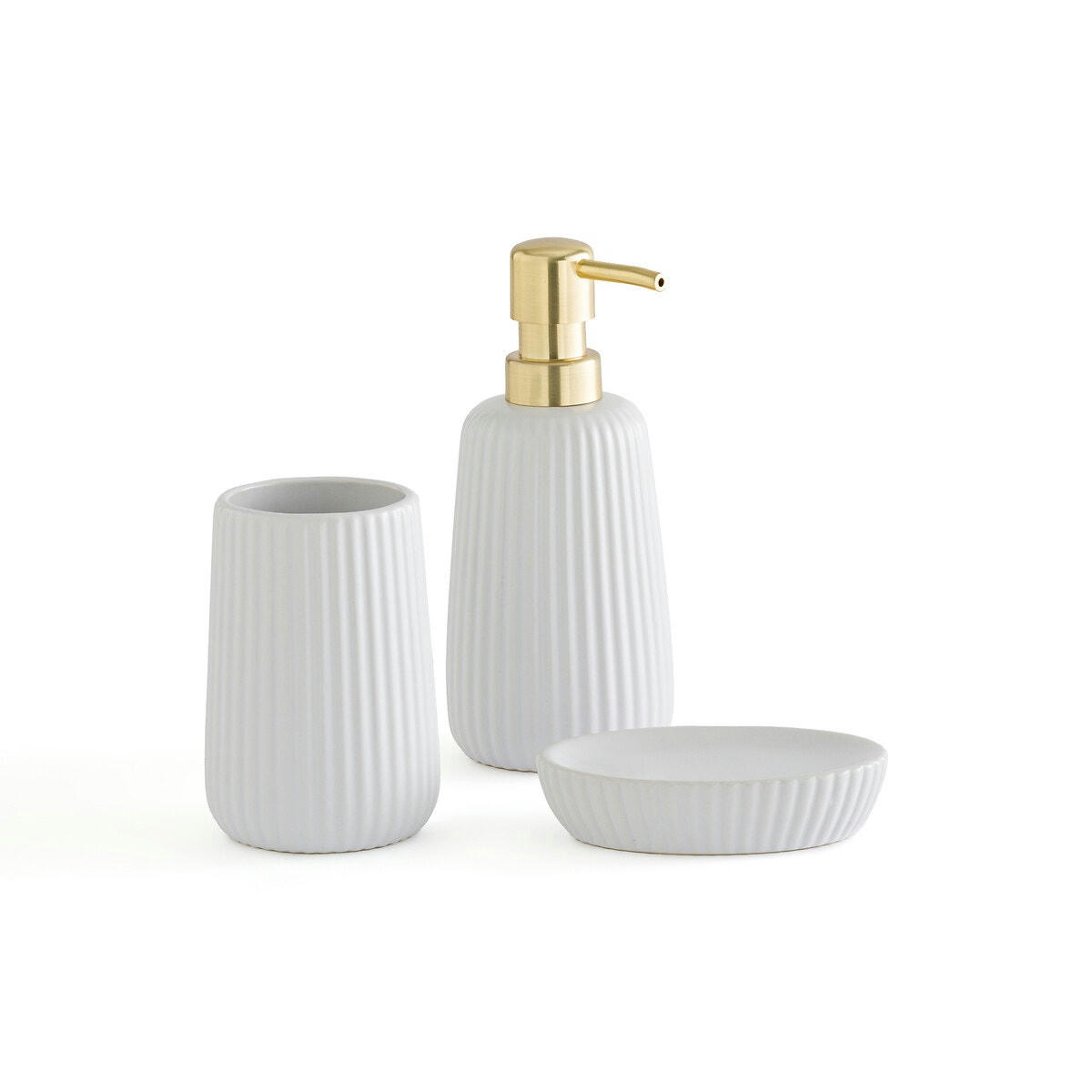Set de salle de bain effet soft strié Sebon