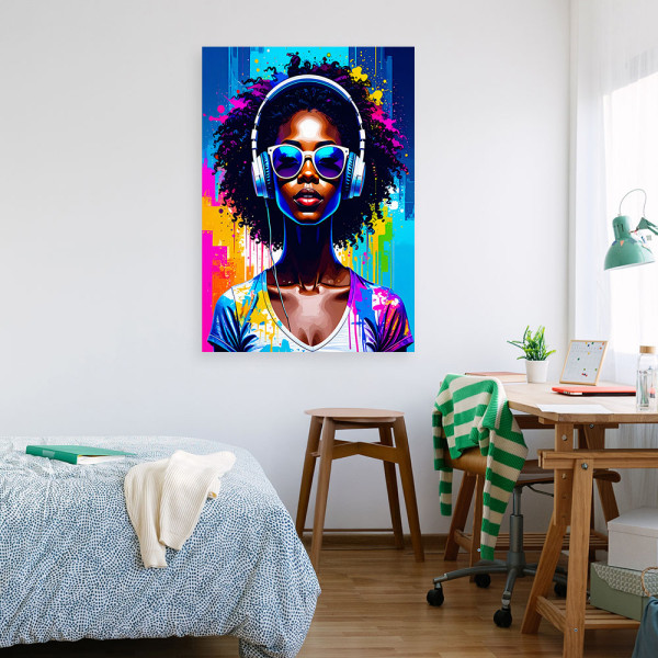 Obraz nowoczesny, Abstrakcja Kobieta DJ Muzyka 20x30