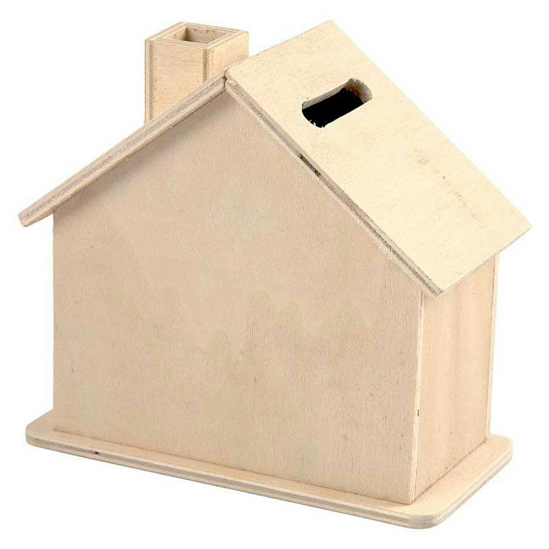 MAISON - Tirelire en bois à décorer maison 10x10x5,4cm