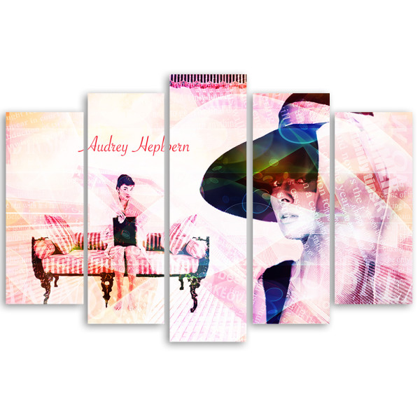 Feeby Obraz 5 częściowy na płótnie Audrey Hepburn