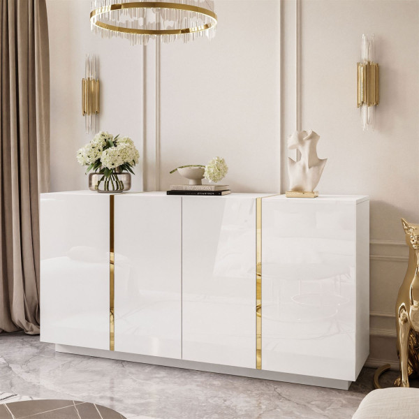 Komoda ONYX 4D 158 cm, biały połysk