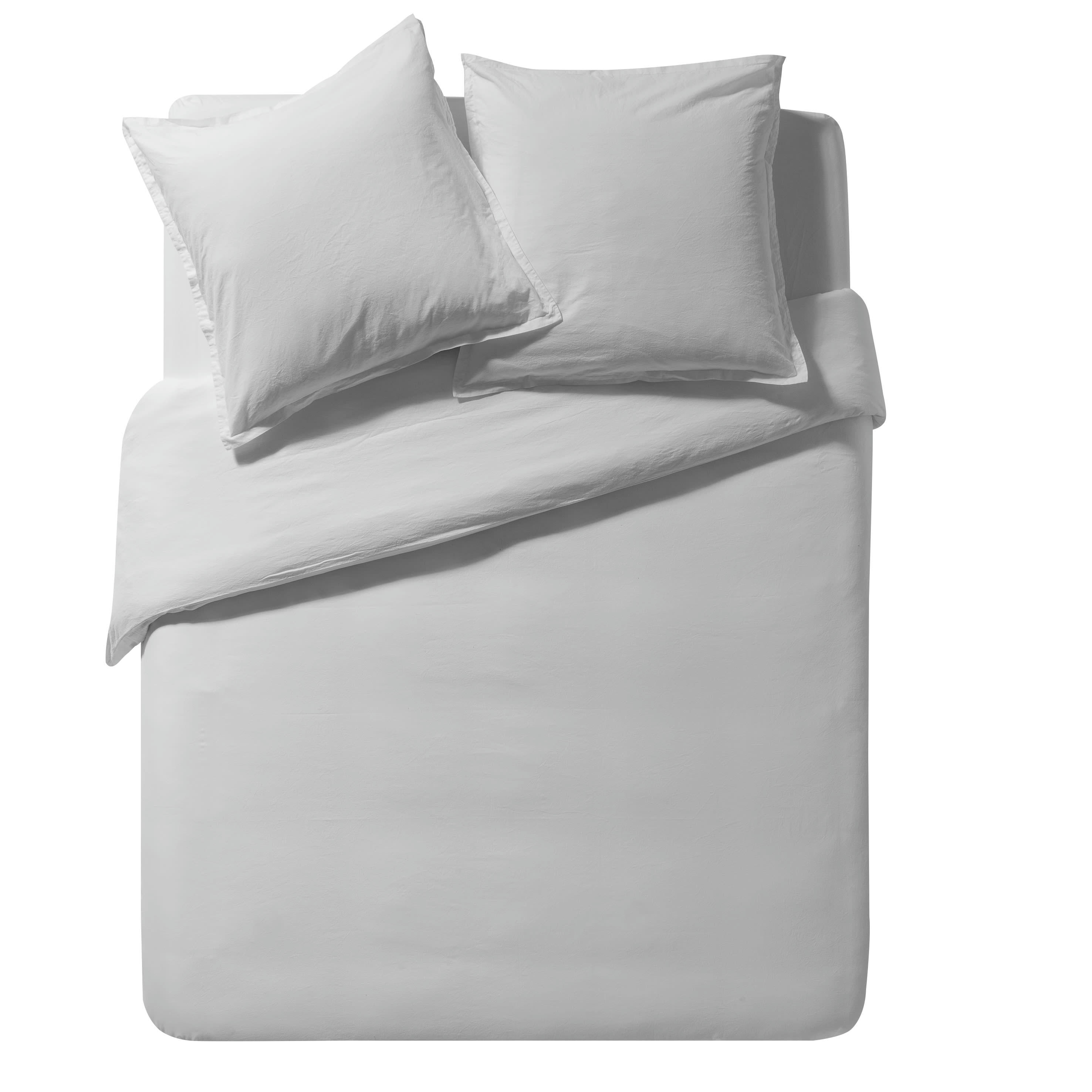 SOFT LINE - Drap housse uni en coton lavé gris Mastic 90x200