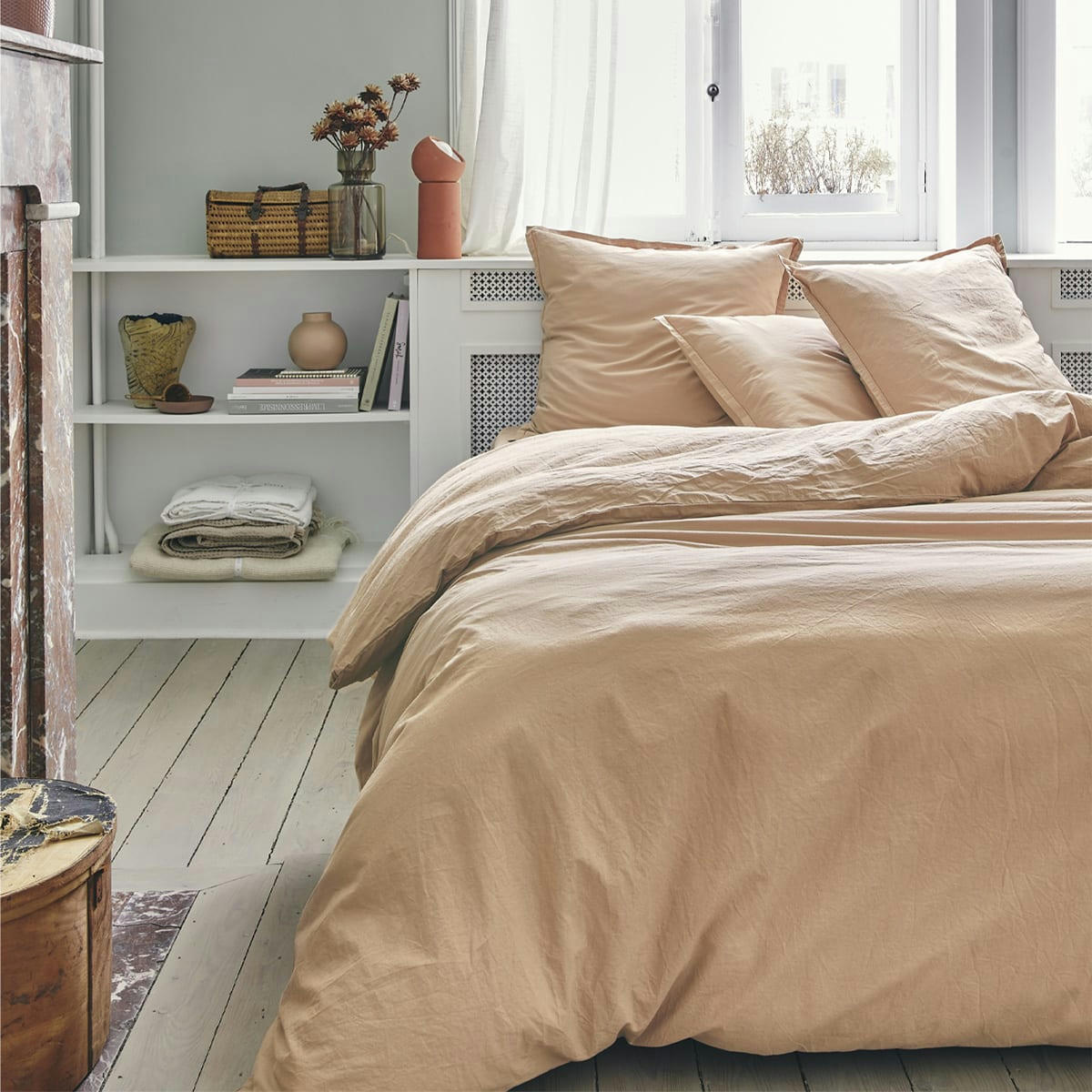 TOUT DOUX - Parure de lit en coton sable 240x220 Made in France
