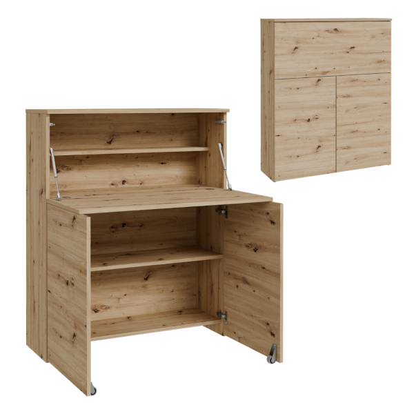 Biurko rozkładane VERTO składane w szafkę - kolor Dąb Artisan