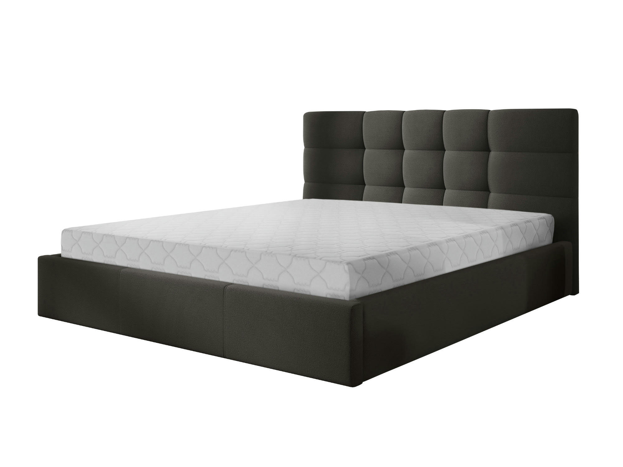 MAEL - Lit coffre en Tissu 160x200 gris anthracite