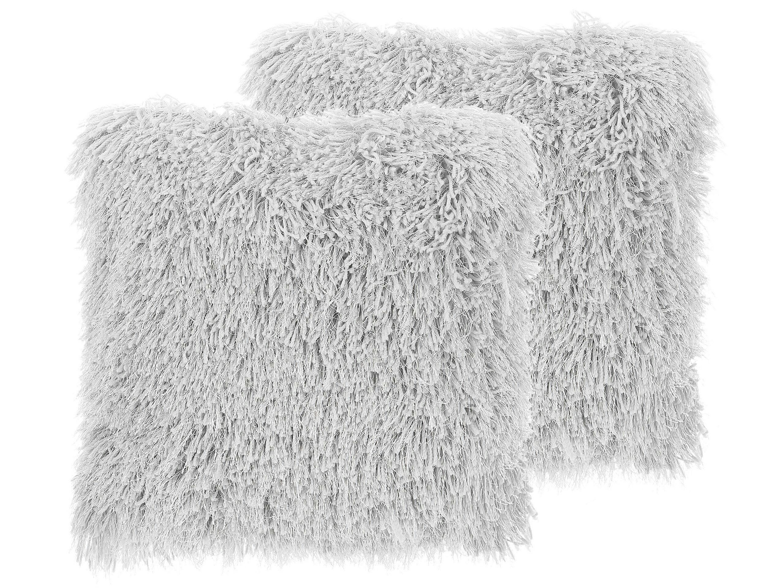 CIDE - Lot de 2 coussin décoratifs en tissu gris 45x12cm