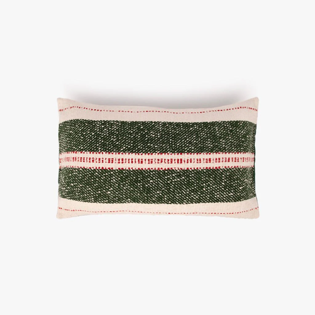 Almofada com Riscas Verde e Vermelha COZY