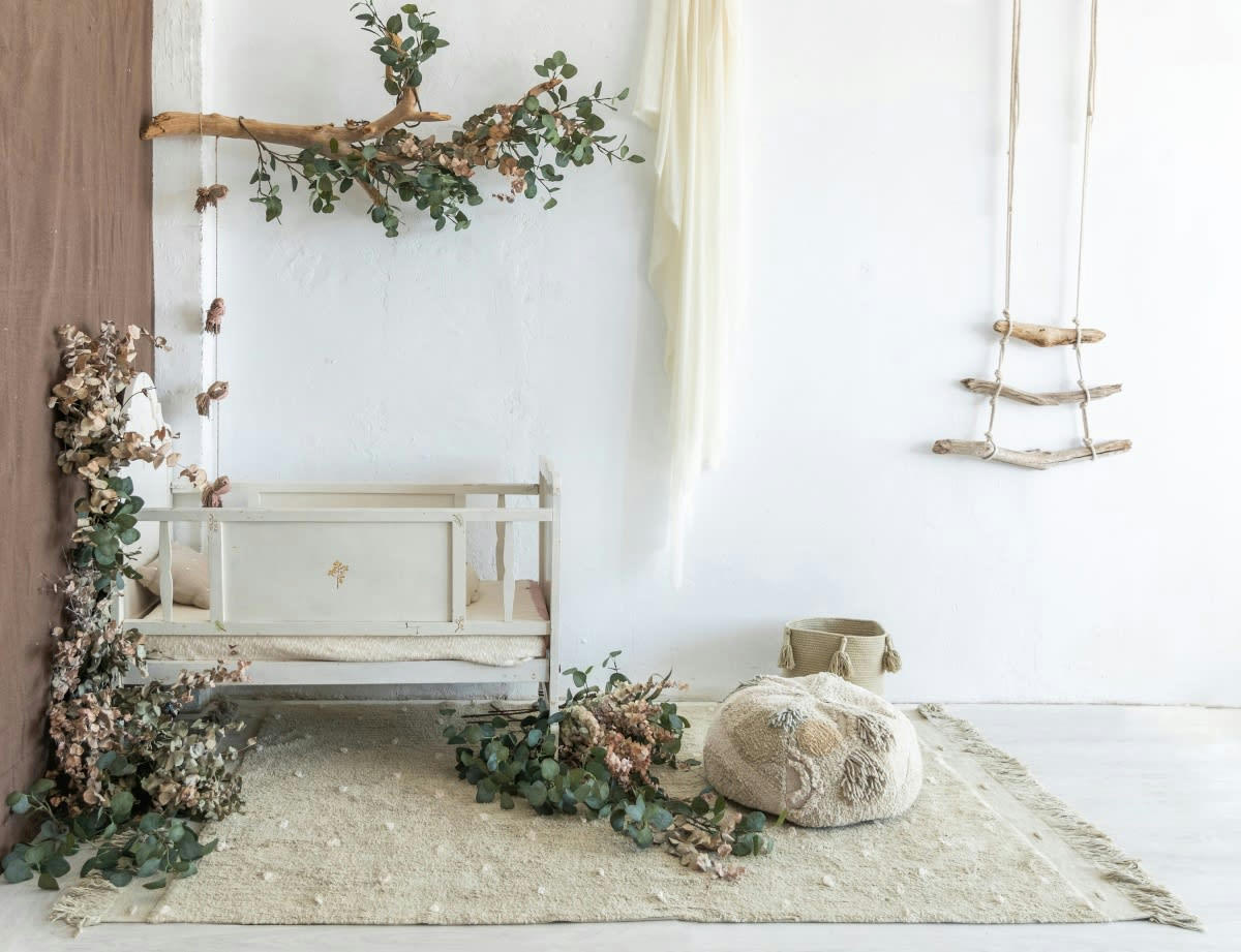 COTTON WOODS - Pouf en coton marron Ø30x50