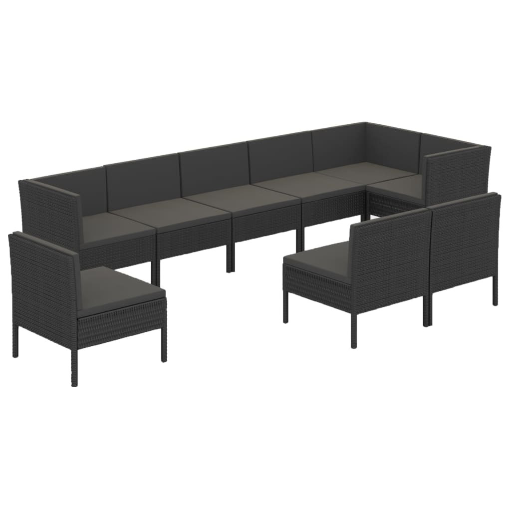 Zestaw wypoczynkowy do ogrodu Czarny Technorattan 3x narożna   6x sofa