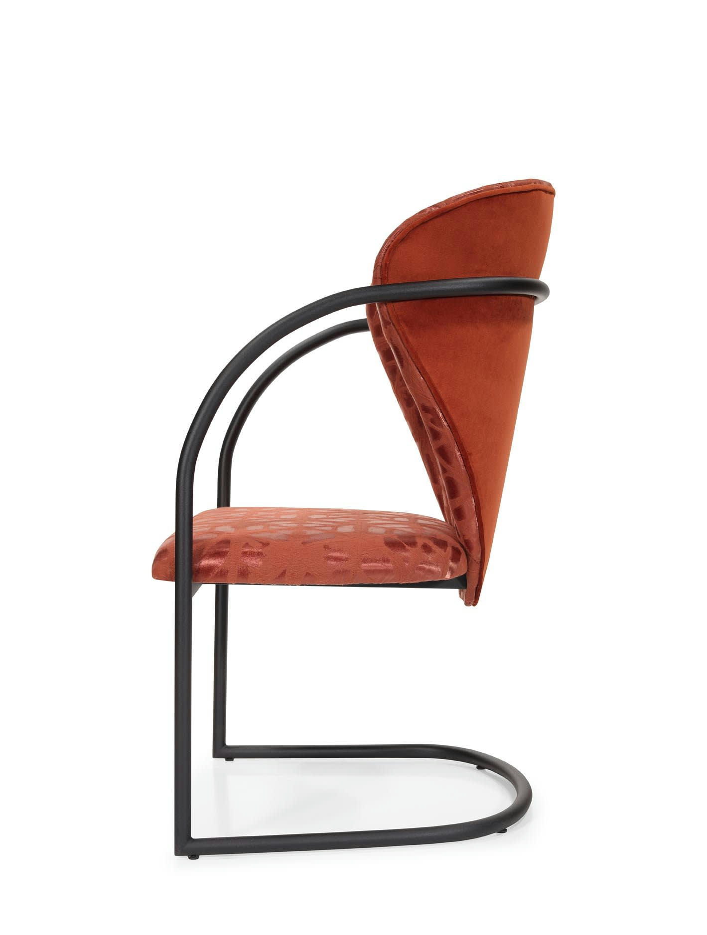 SHELL - Chaise en métal noir et tissu orange