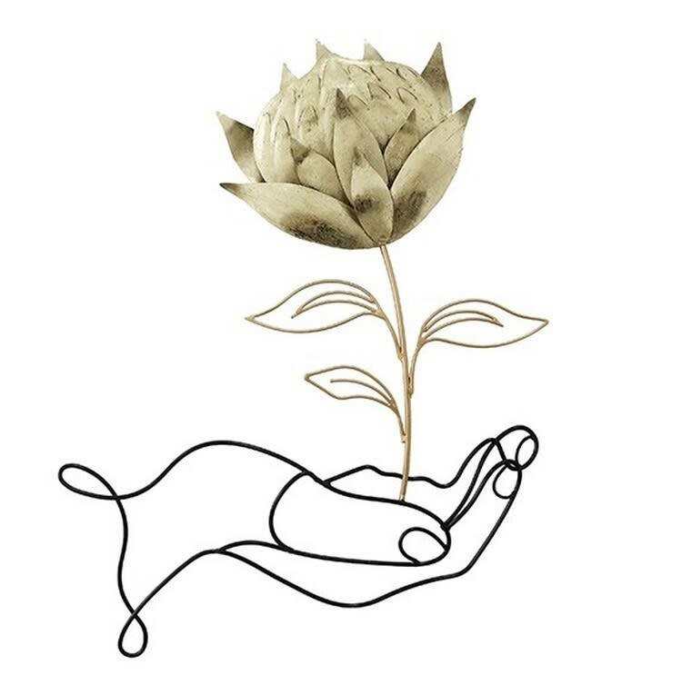 CASSIS - Décoration murale en métal flower hand 49x42x5