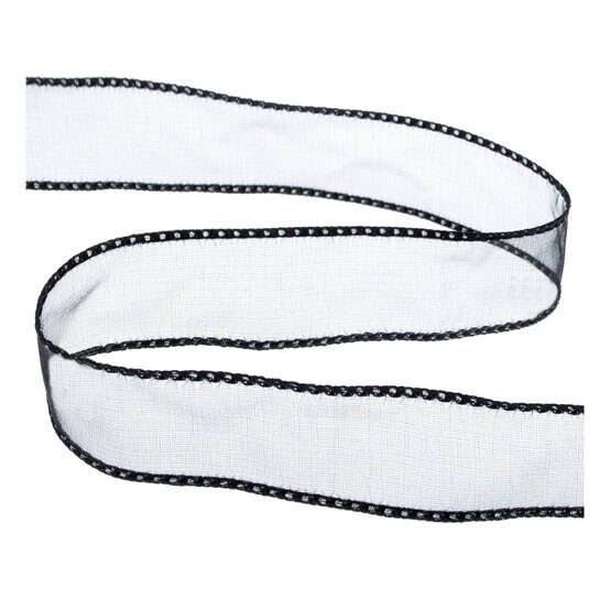 Black Wire Edge Organza Ribbon 25mm x 3m