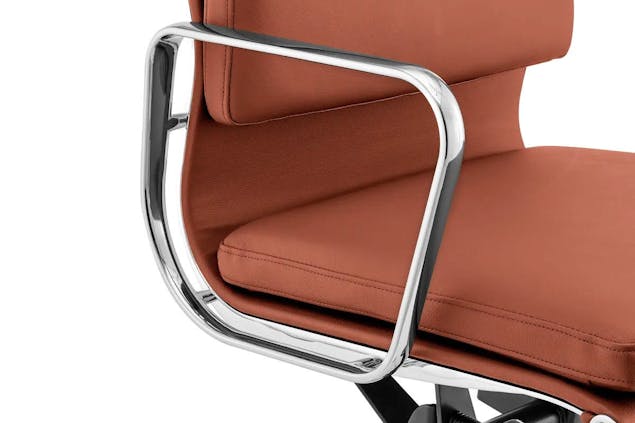 NNEKGE Replica Eames Group Standard Aluminium Padded Low Back Office Chair (Black Leather)