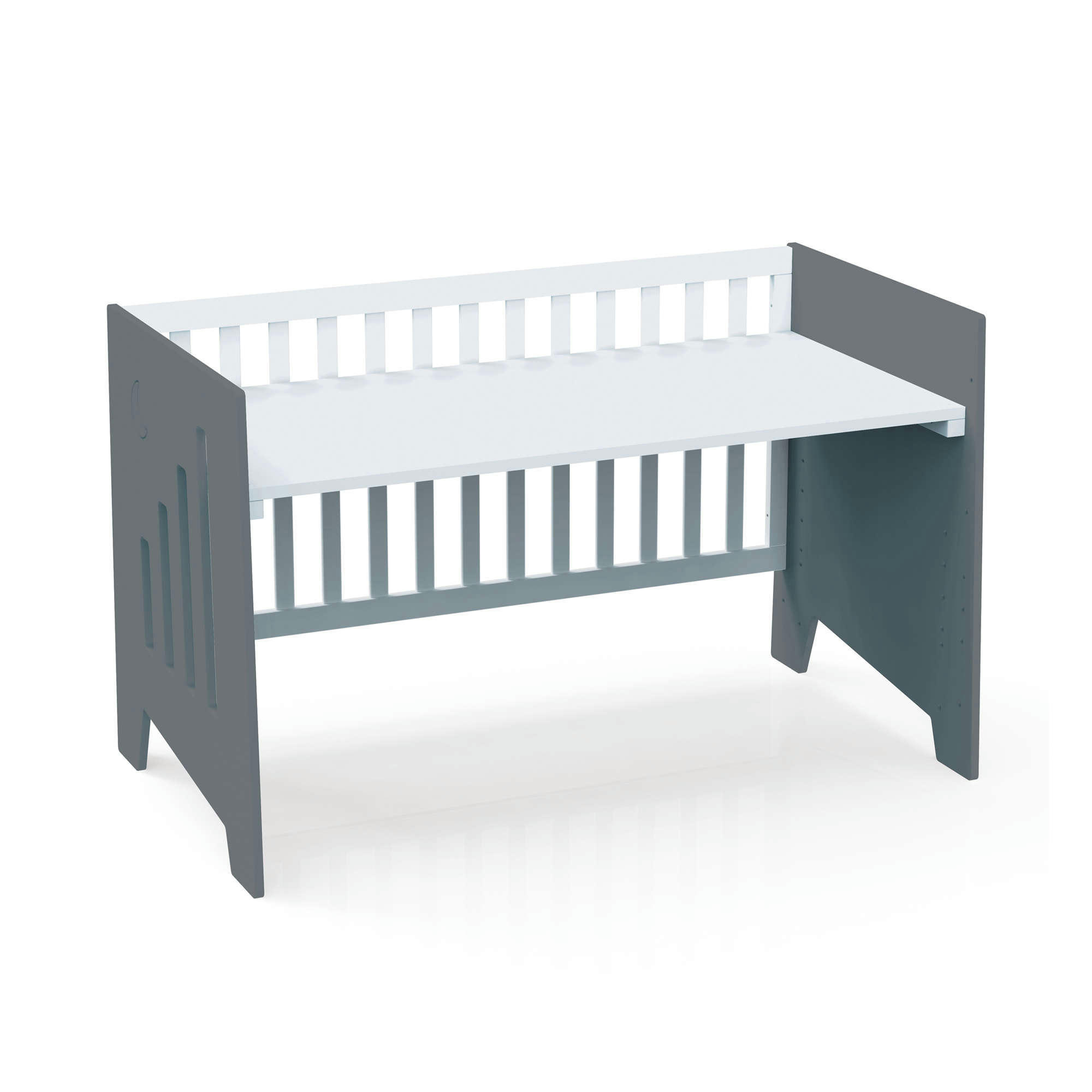 OMNI XL - Lit bébé - bureau (2en1) 70x140 cm en gris marengo