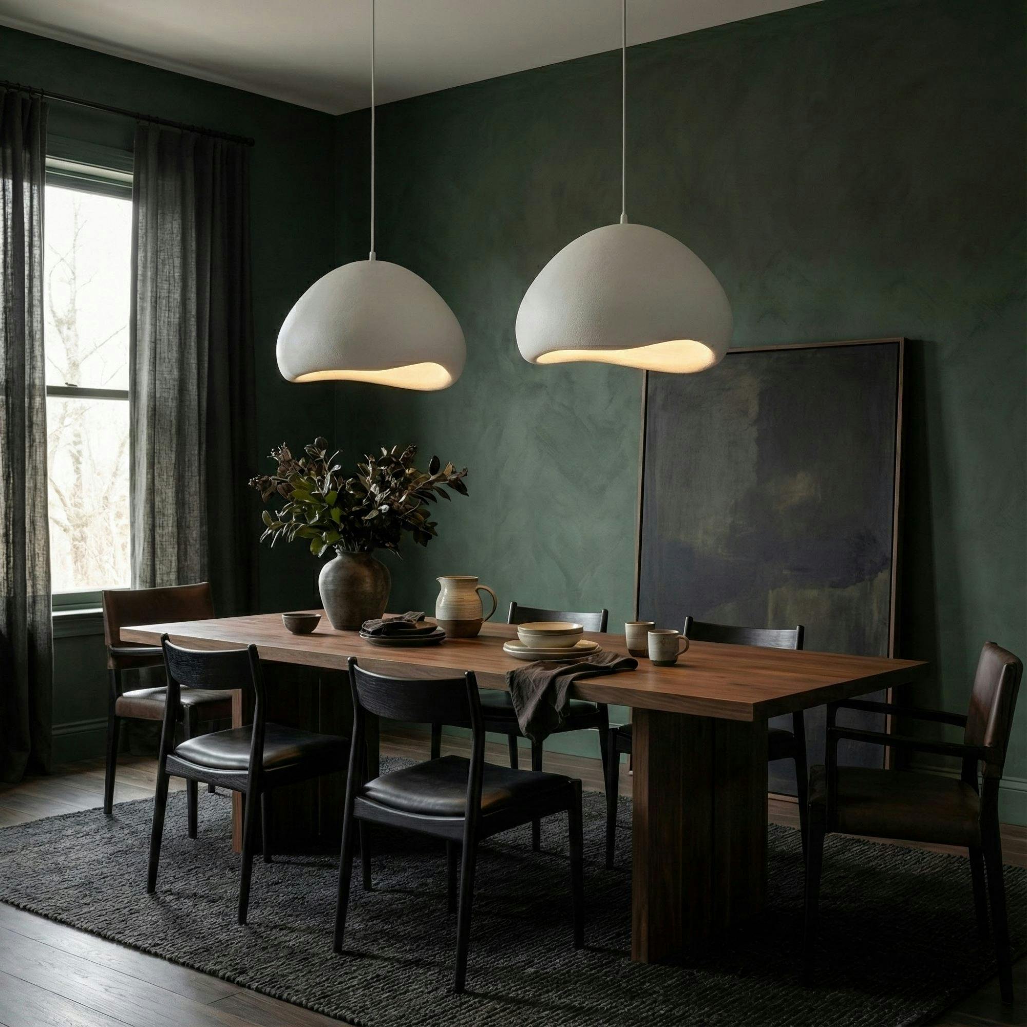 Suspension blanche design organique 2 abat-jour NOXIS