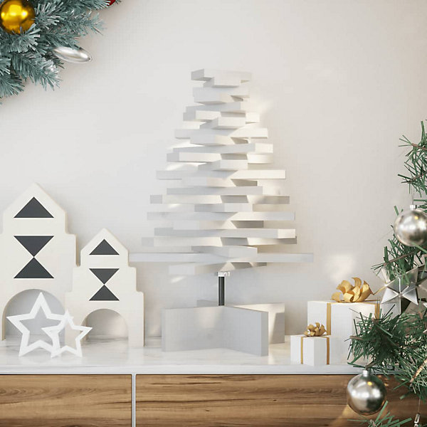 Arbre de Noël en bois pour décoration blanc 60 cm pin massif vidaXL