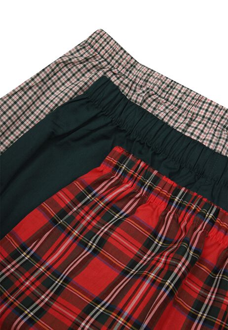Mens 3pk Red Check Woven Boxers
