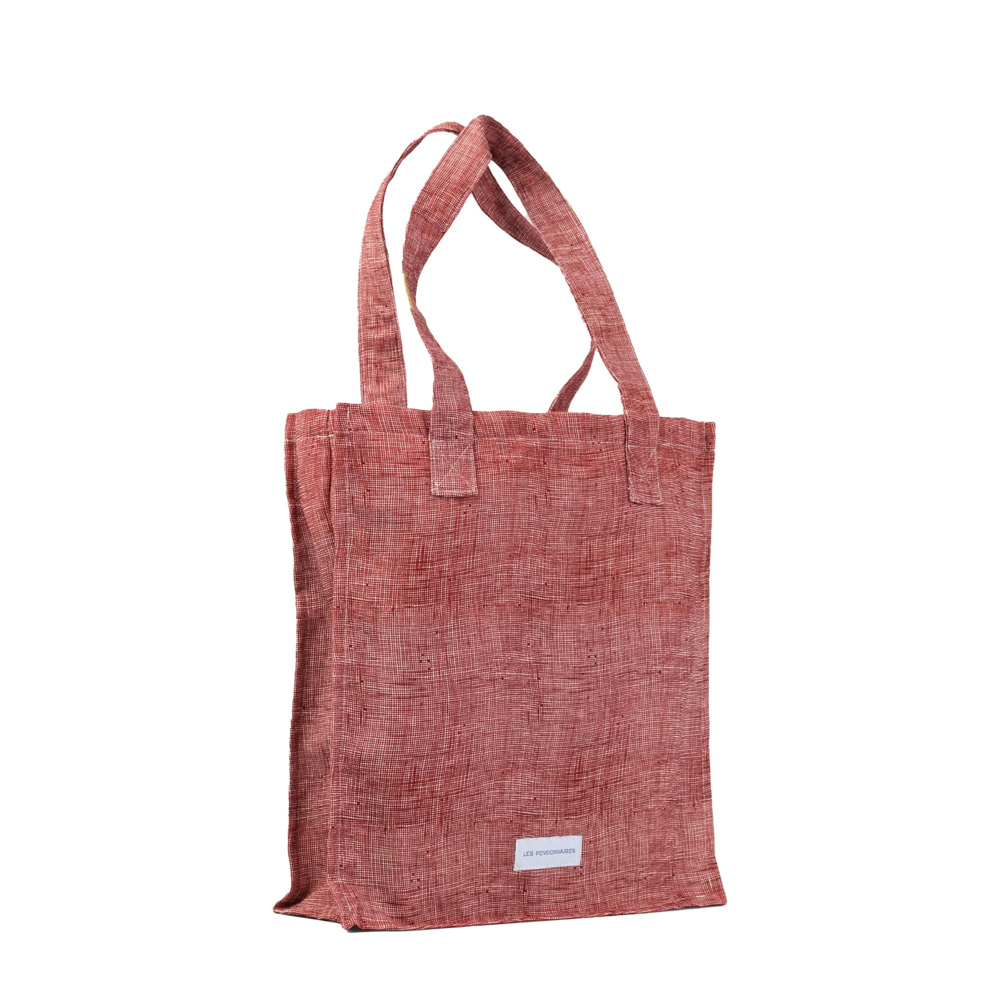 - Sac zippé en toile de coton bio rouille quadrillé