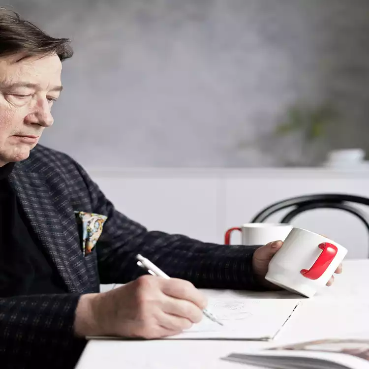 Designed By Sebastian Conran Set of 2 Porcelain Mugs – Red