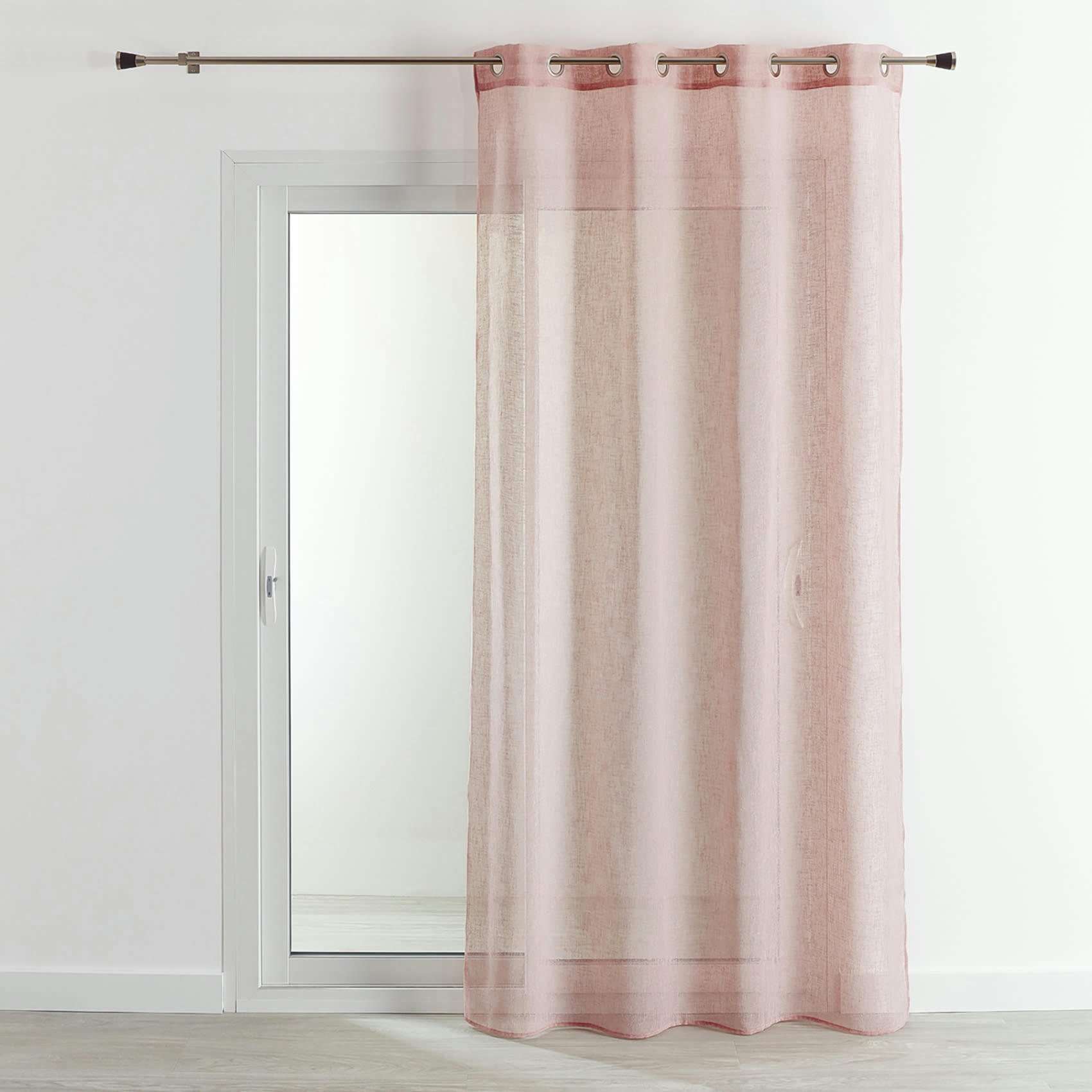 - Voilage en étamine  -  - effet lin polyester rose clair 140x240 cm