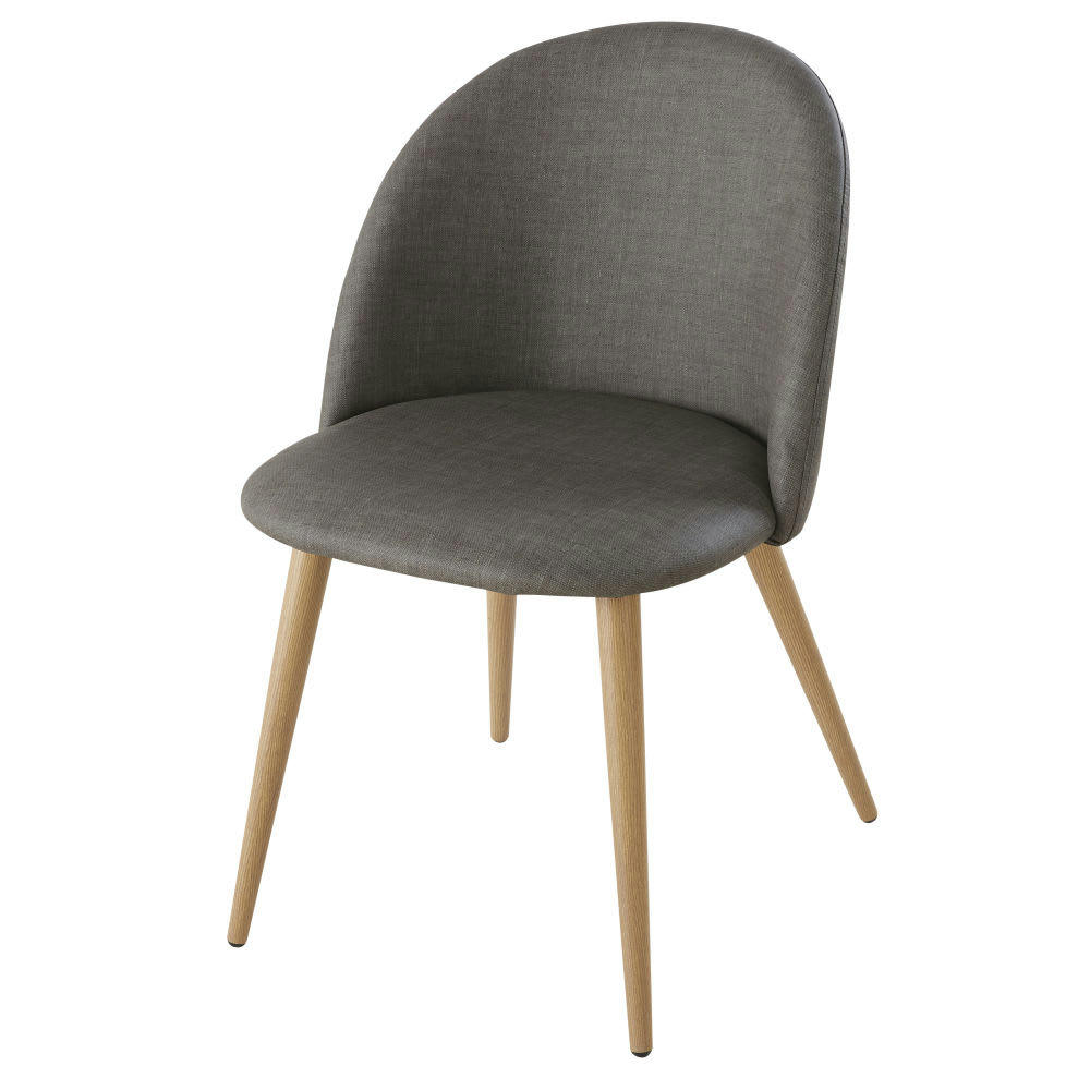 Mauricette BUSINESS - Chaises professionnelles vintage gris anthracite et métal imitation chêne (x2)