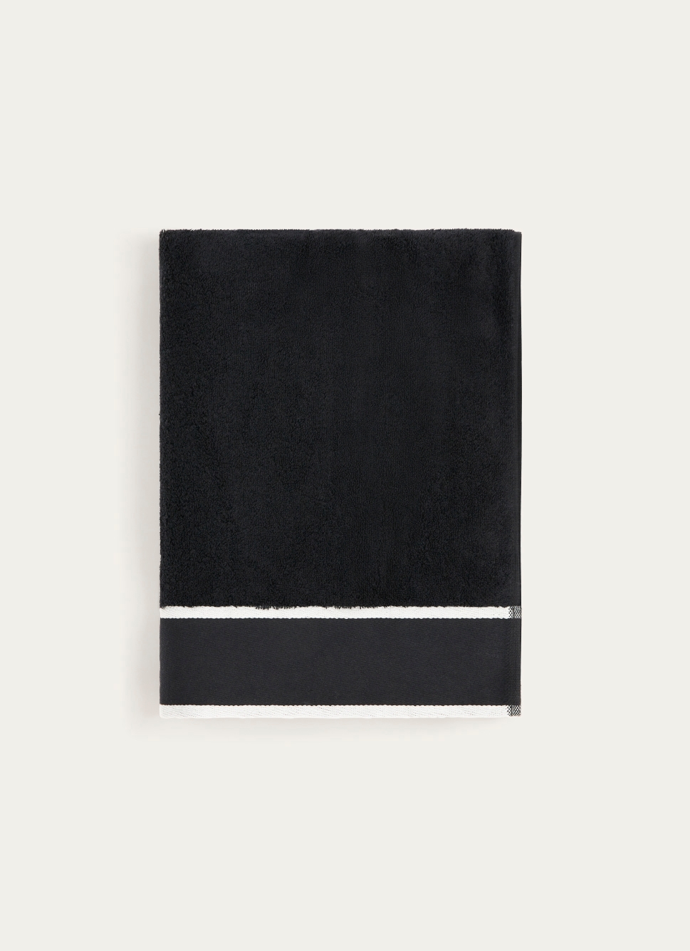 DRAP DE BAIN UNI à LARGE BORDURE ARTHUR NOIR