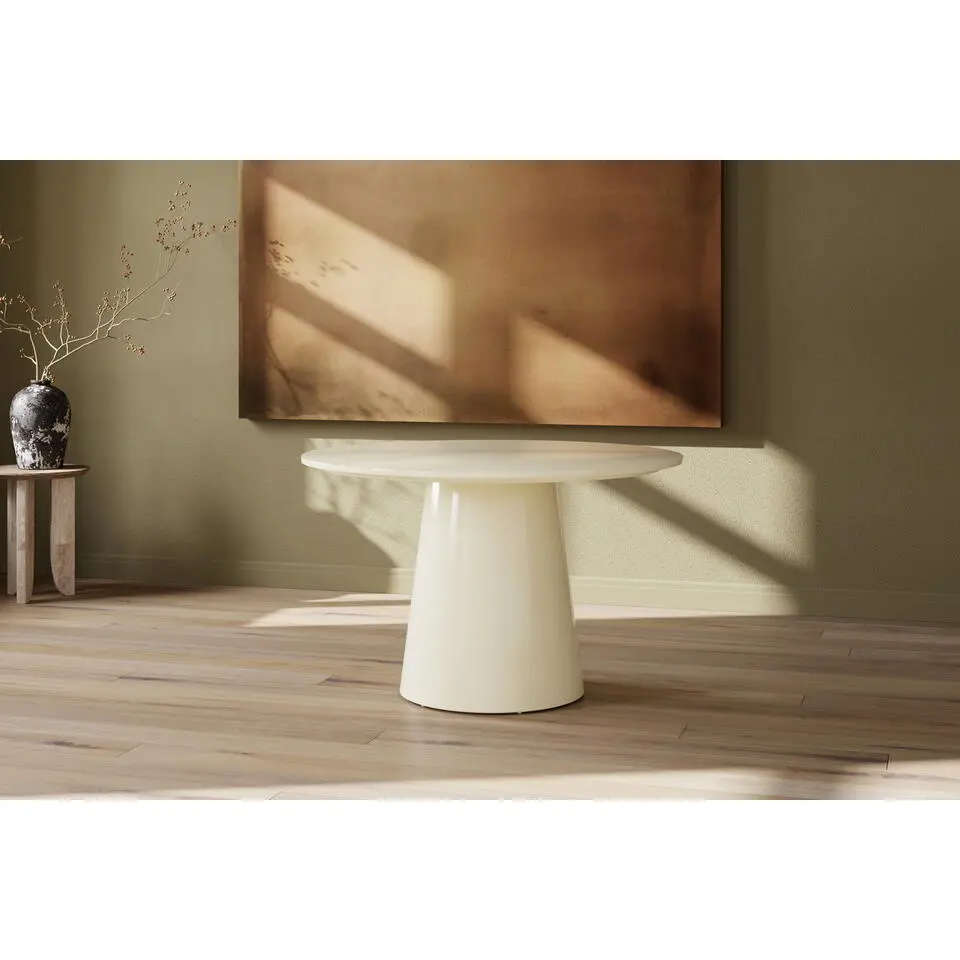 Eettafel Rond Beige Hout - &Oslash;120x75cm - Lanzo