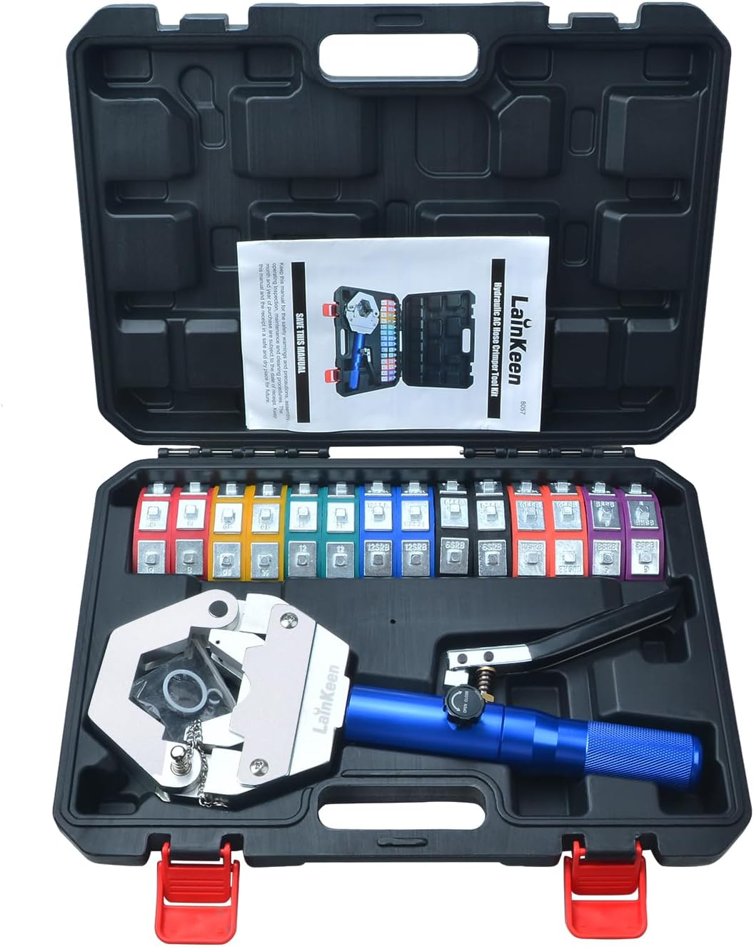 Hydraulic AC Hose Crimper 71500 with Snap-On 7 Dies, Manual Handheld A/C Hose Crimper Kit for AC Hose, Auto A/C Line Air Conditioning Repair Tool