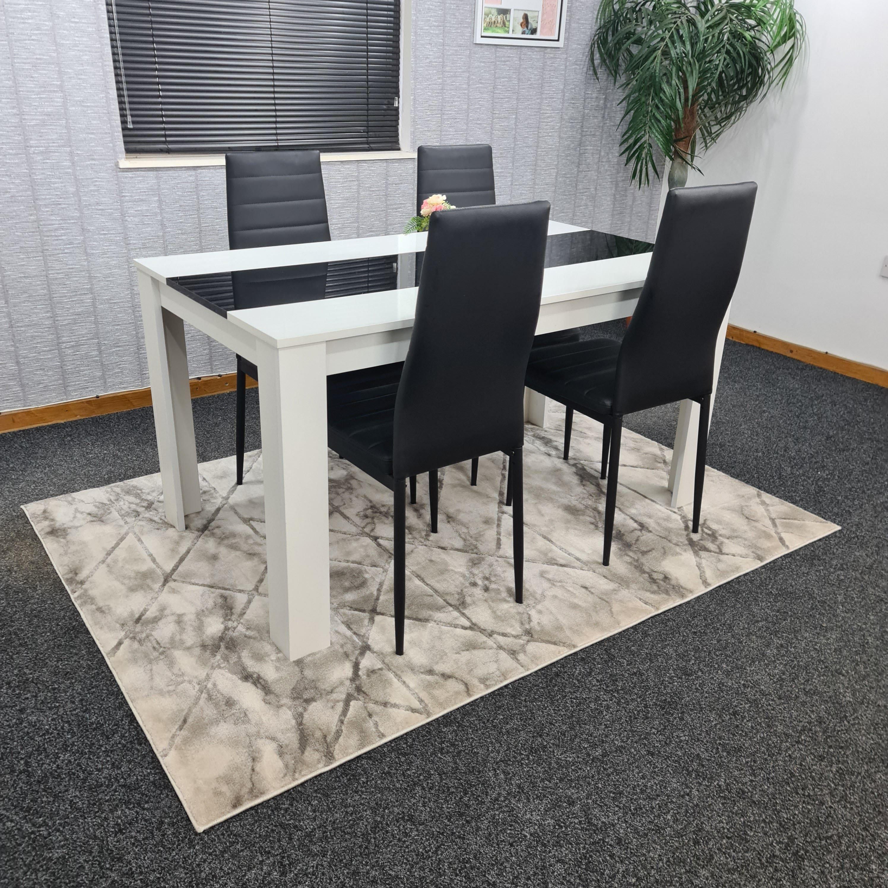 KOSY KOALA Dining Table and 4 Chairs Set White Black Table With 4 Black Chairs Dining Room Furniture