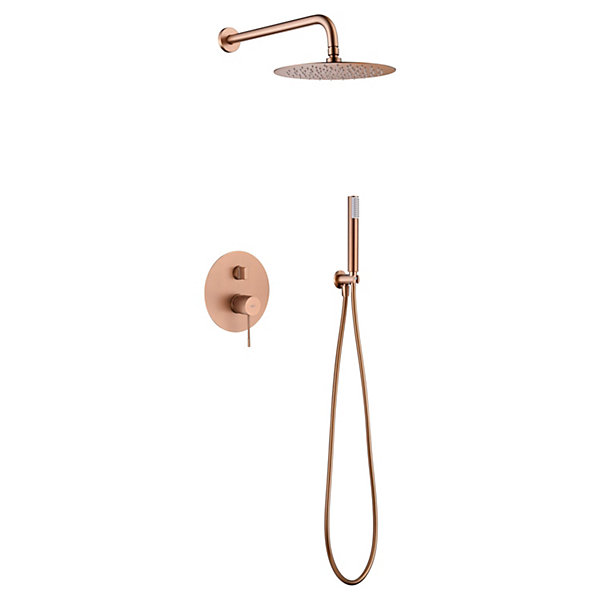 Kit douche encastrable laitonacier PVD or rose mitigeur 2 voies tête 25 cm