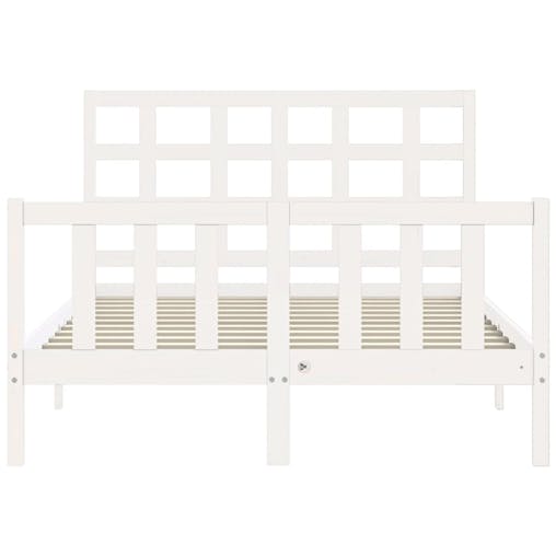 NNEVL Bed Frame with Headboard White 137x187 cm Double Solid Wood