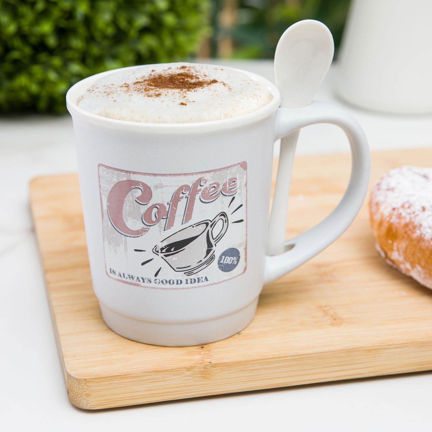 Mug caffè grigia 400 ml con cucchiaino