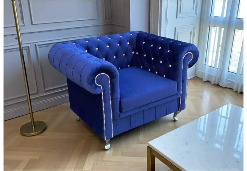 Nowoczesny fotel tapicerowany Chesterfield Asti
