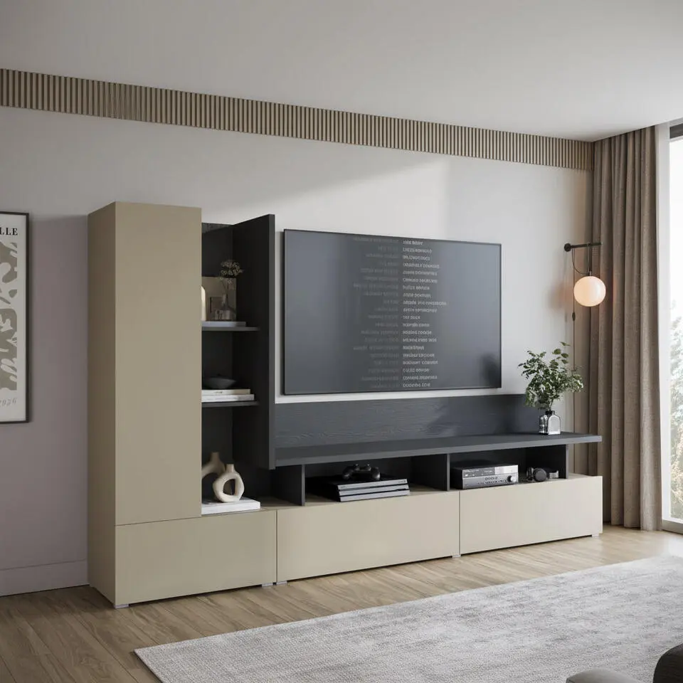 Meubella - Wandmeubel Sekai - Beige - 270 cm