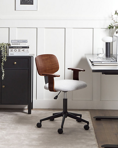 Chaise de bureau GUNNISON Lin synthétique Gris clair