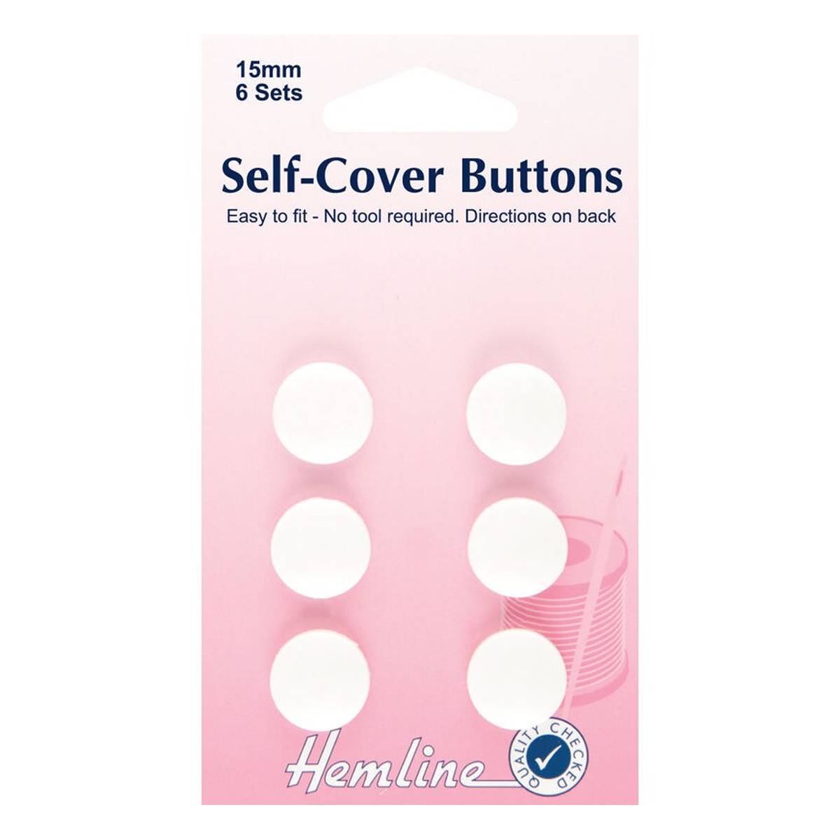 Hemline Self-Cover Buttons 15mm 6 Pack