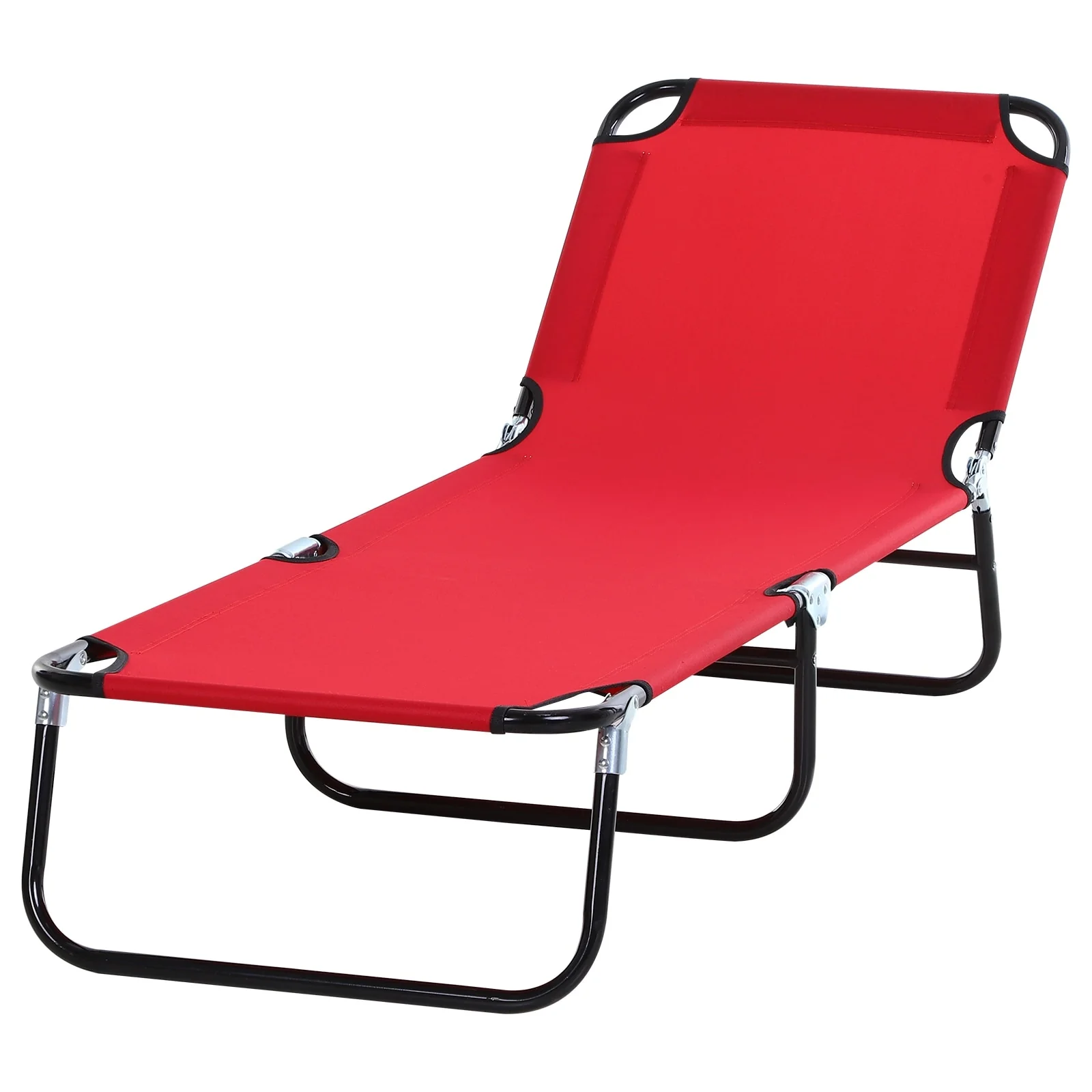Foldable Outdoor Chaise Lounge Chair Sun Tanning Chairs with 5-Position Backrest and Steel Frame for Beach Patio Poolside