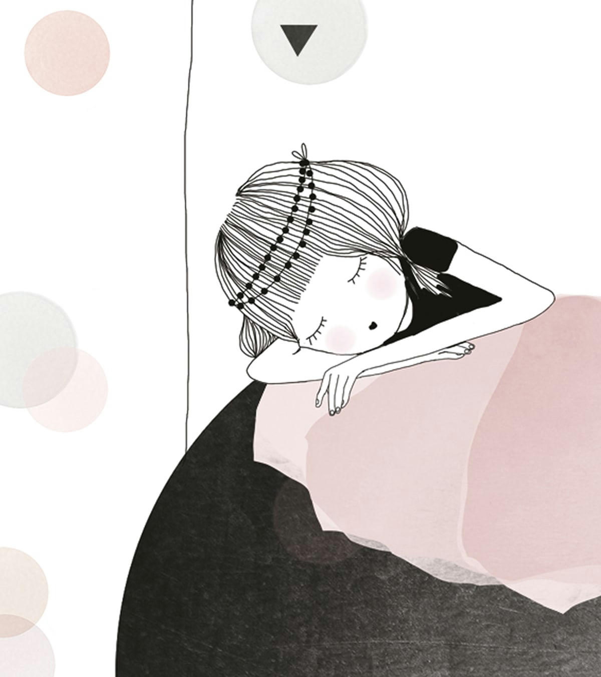 MUM OF LOVE - Affiche fillette sur la lune en Papier Rose