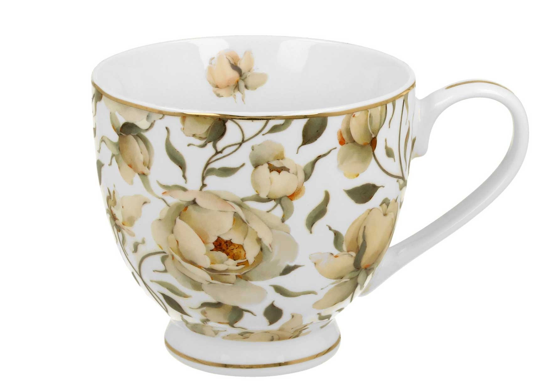 Porcelanowy Kubek na Stopce English 530 ml do Kawy Herbaty Napoi
