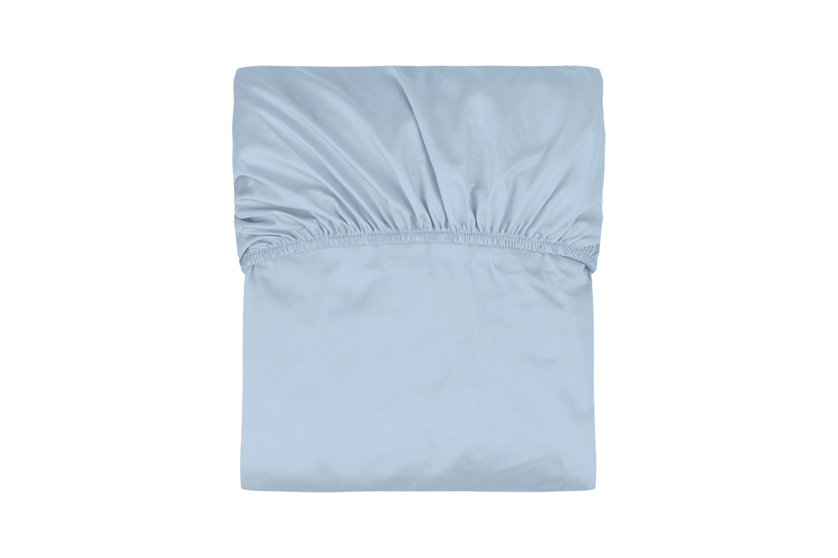 noo.ma Oba hoeslaken double organic cotton - Baby Blue, 200x200 cm, tot 30 cm matrashoogte