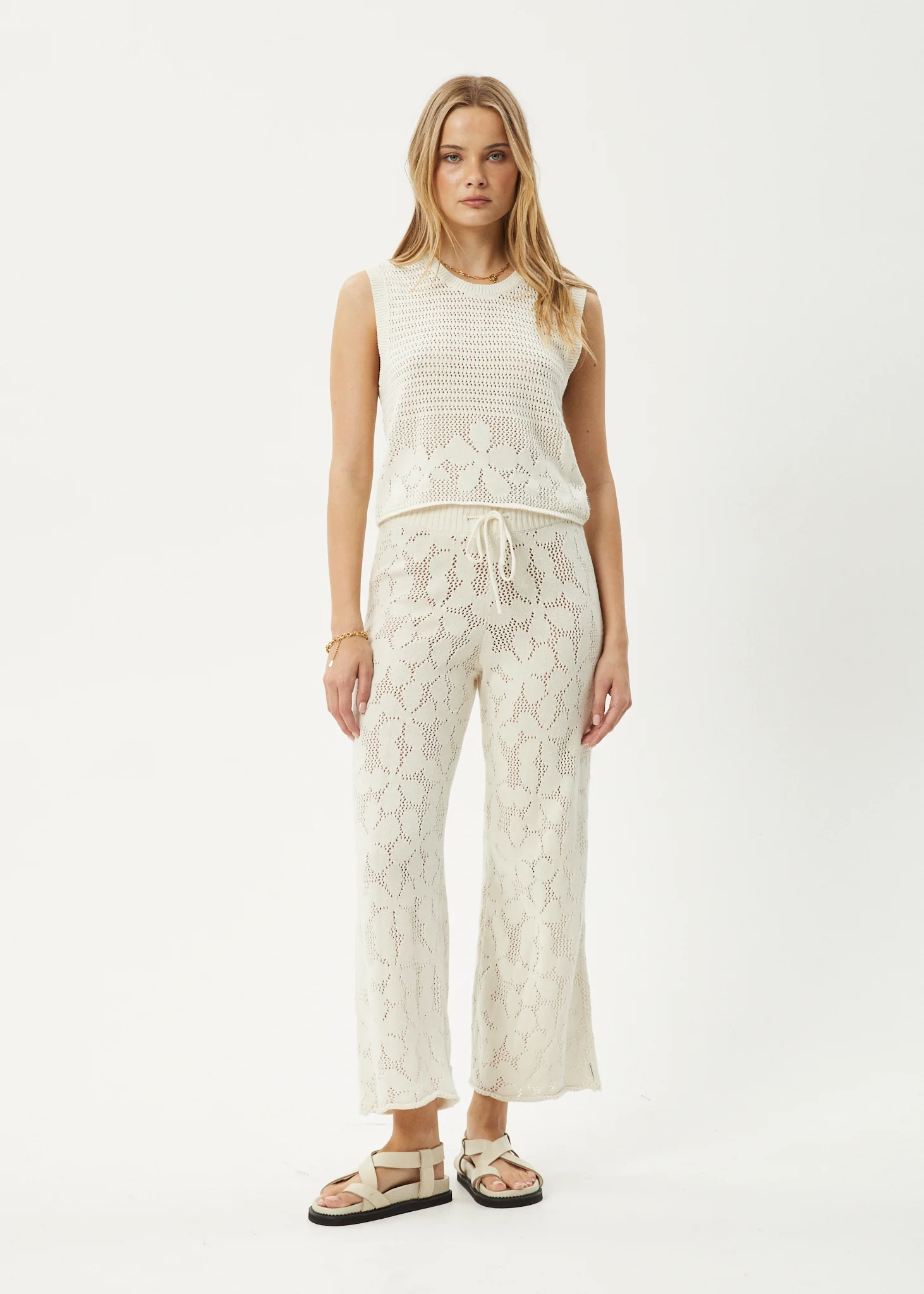 AFENDS Womens Saint - Knit Pant - White