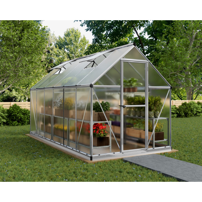 Serre en polycarbonate Mythos argentée 6,6 m² CANOPIA