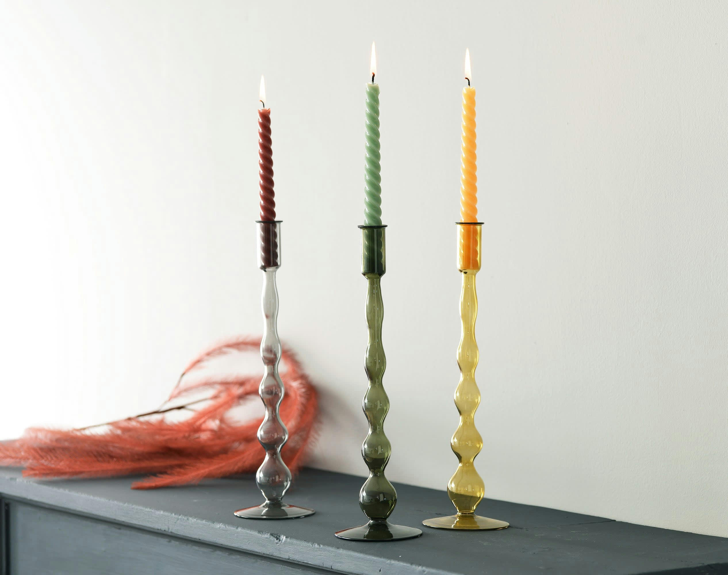 PACHA - lot de 3 accessoires pour bougie en verre multicolore