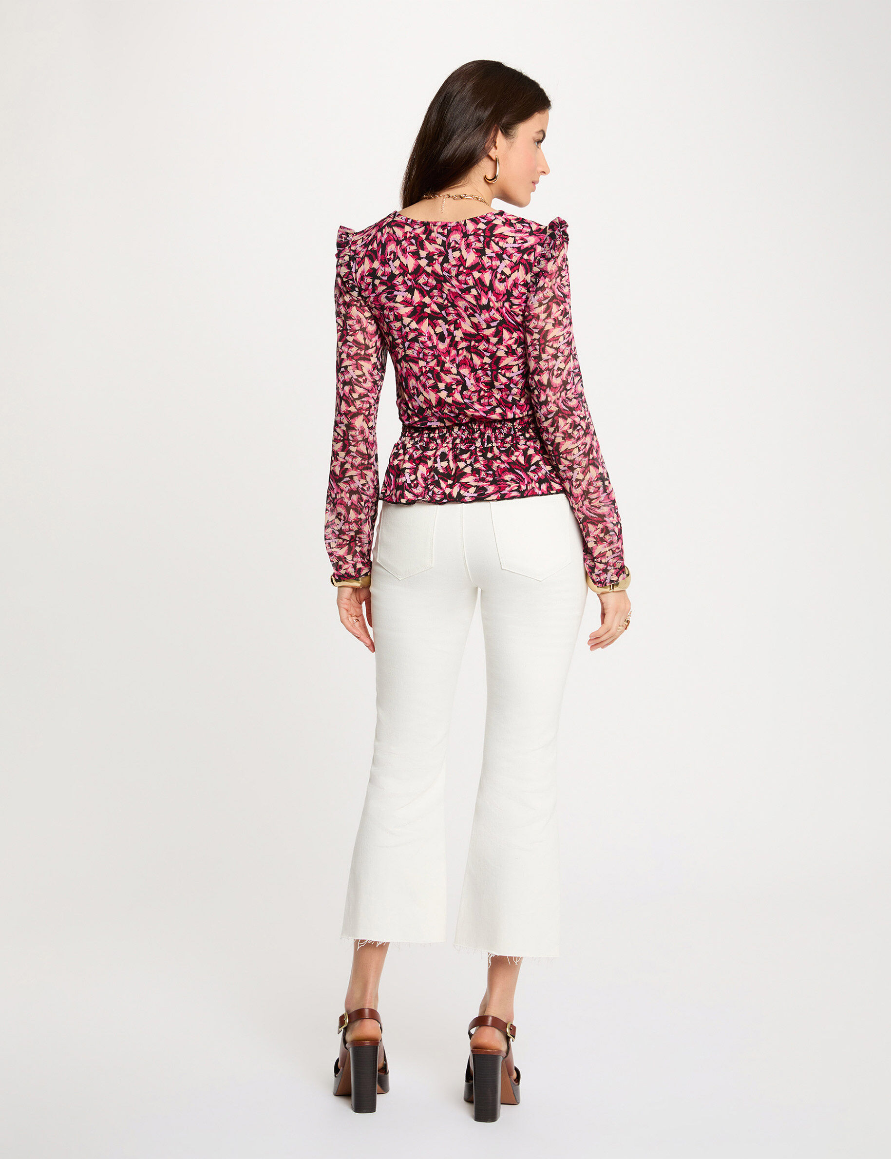 Fitted V-Neck T-Shirt Multicolor Women